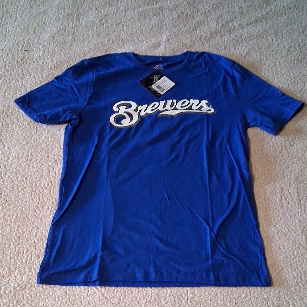 Majestic Brewers Blue Short Sleeve Tee Braun #8